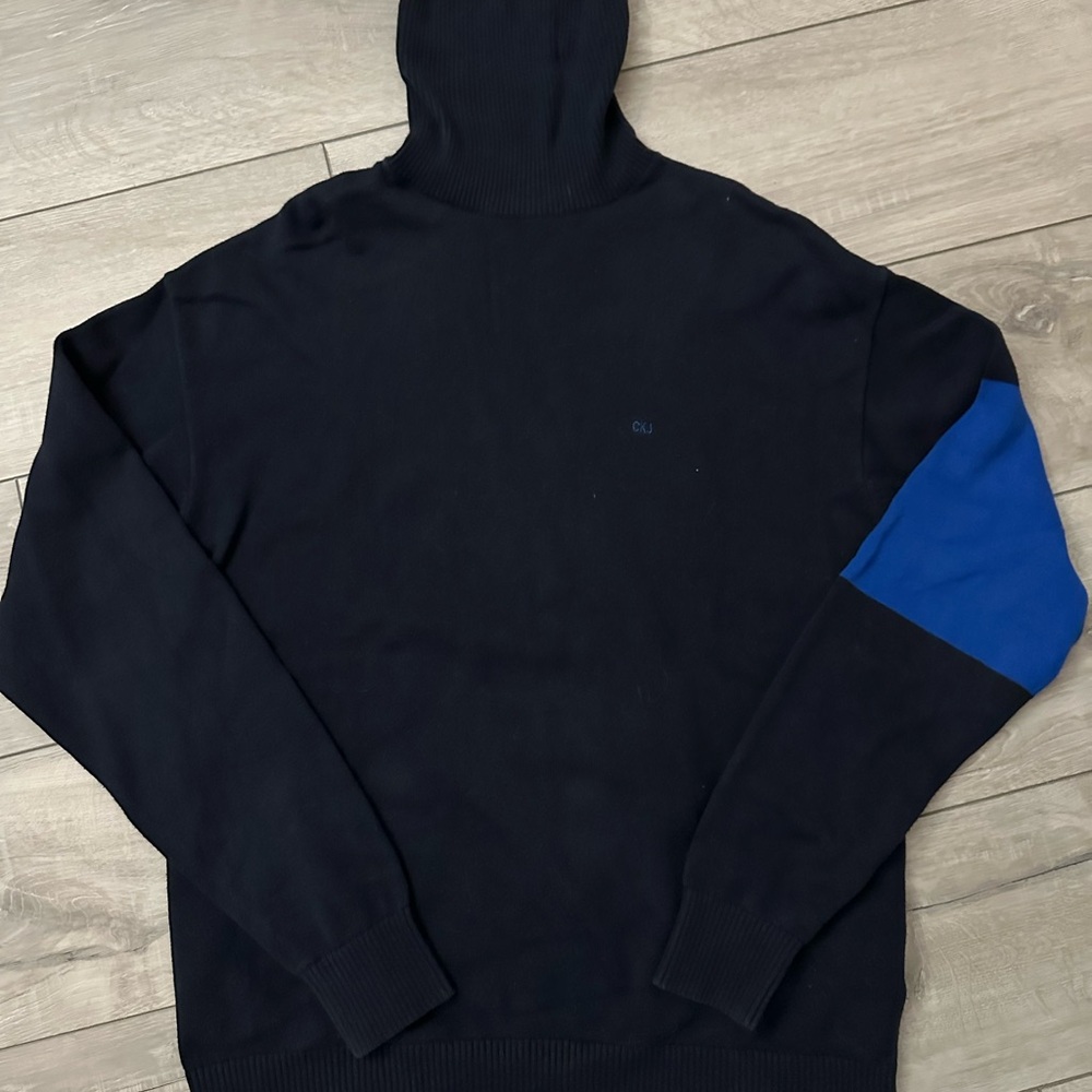 Calvin Klein Jeans Navy and Royal Blue Turtleneck Sweater